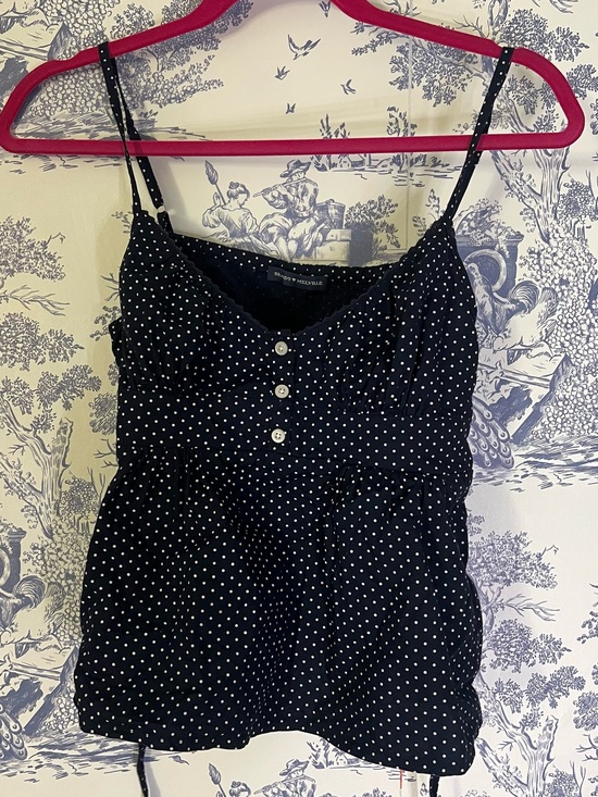 Brandy Melville Tops - Brandy Melville Navy Polka Dot Button Front Cami Top